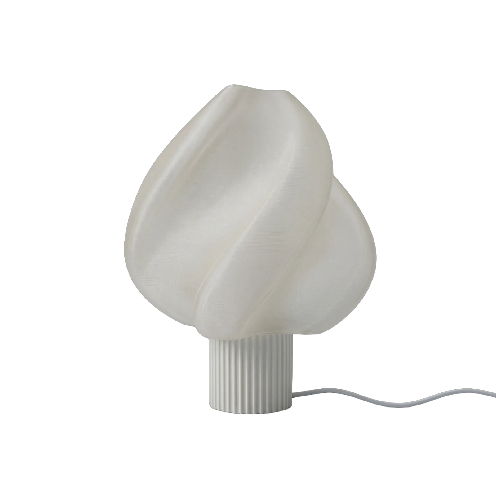 Elysian table lamp with clear shade and chalk base, light unlit