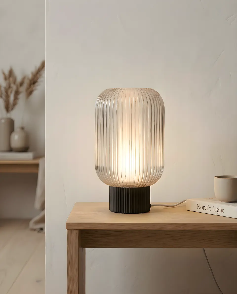 The Noorian table lamp on a wooden side table